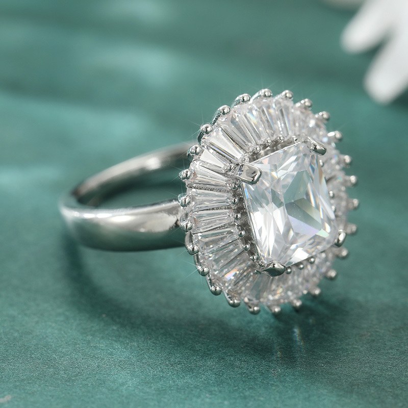 Women's Geometric Synthetic Cubic Zirconia Ring, Elegant Accessory